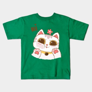 cute cat say hi Kids T-Shirt